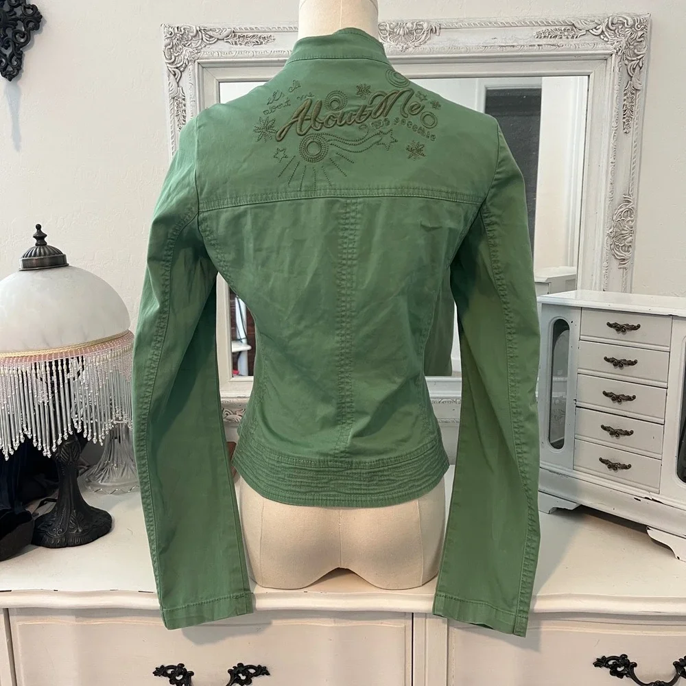vintage green moto jacket with 